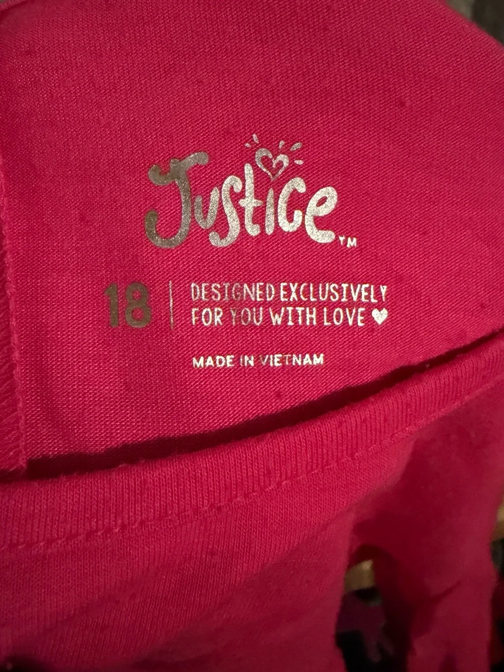 Justice Hot Pink Long Sleeve Tee with Black Eiffel Tower